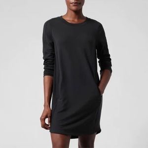 Athleta Balance Long Sleeve Sweatshirt Dress Black